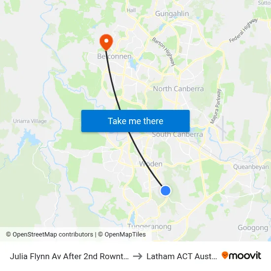 Julia Flynn Av After 2nd Rowntree Cr to Latham ACT Australia map