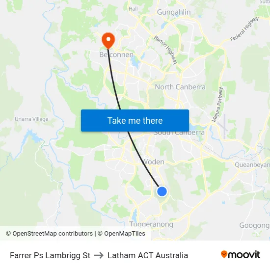 Farrer Ps Lambrigg St to Latham ACT Australia map