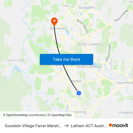 Goodwin Village Farrer Marshall St to Latham ACT Australia map