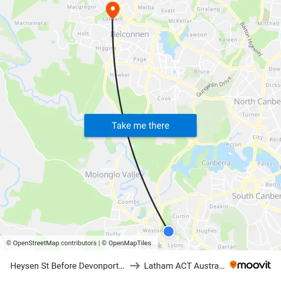 Heysen St Before Devonport St to Latham ACT Australia map