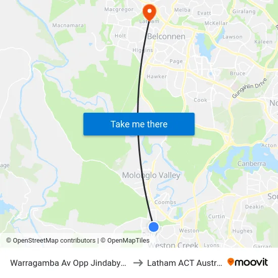 Warragamba Av Opp Jindabyne St to Latham ACT Australia map