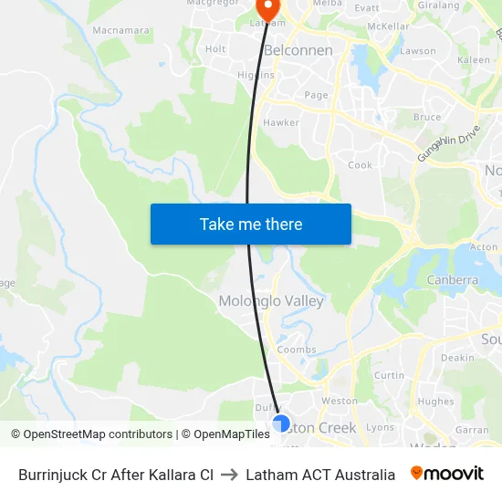 Burrinjuck Cr After Kallara Cl to Latham ACT Australia map