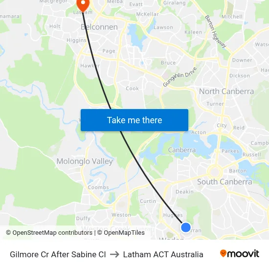 Gilmore Cr After Sabine Cl to Latham ACT Australia map