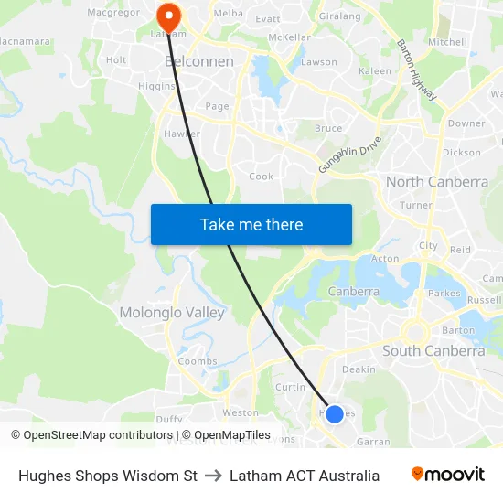 Hughes Shops Wisdom St to Latham ACT Australia map