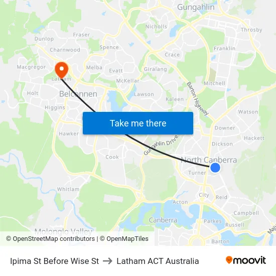 Ipima St Before Wise St to Latham ACT Australia map