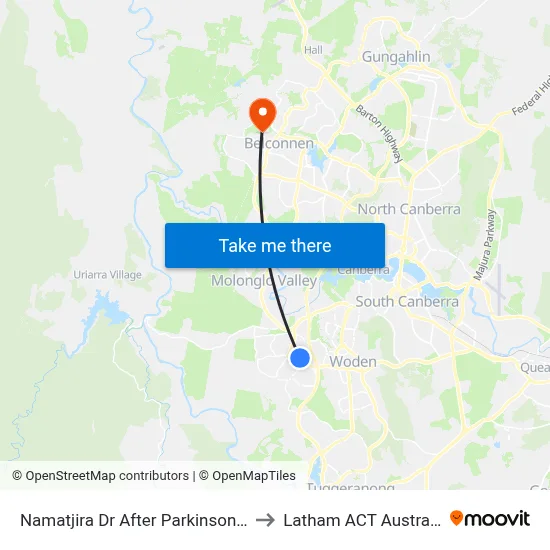 Namatjira Dr After Parkinson St to Latham ACT Australia map