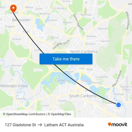 127 Gladstone St to Latham ACT Australia map