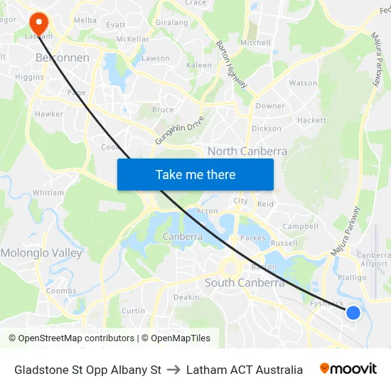 Gladstone St Opp Albany St to Latham ACT Australia map