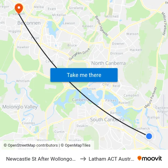 Newcastle St After Wollongong St to Latham ACT Australia map