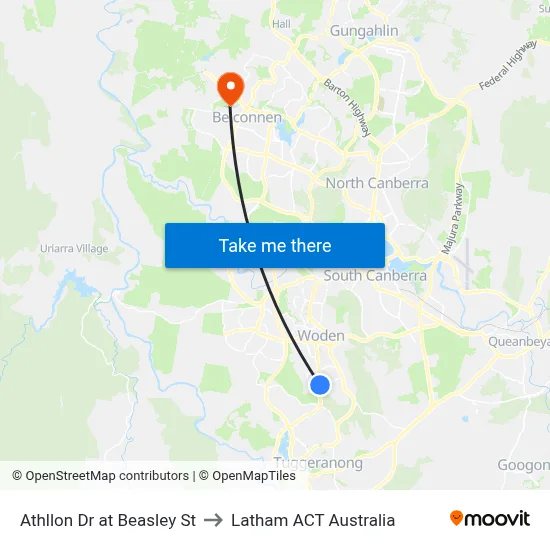 Athllon Dr at Beasley St to Latham ACT Australia map