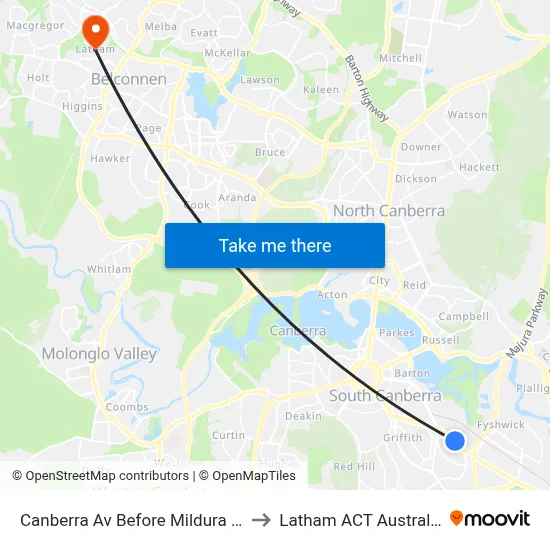 Canberra Av Before Mildura St to Latham ACT Australia map