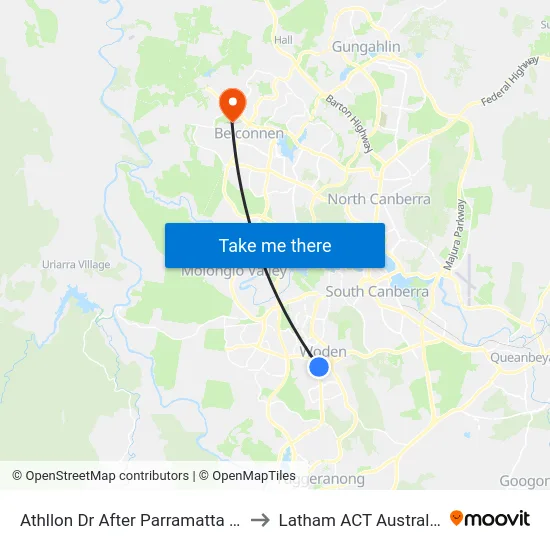 Athllon Dr After Parramatta St to Latham ACT Australia map