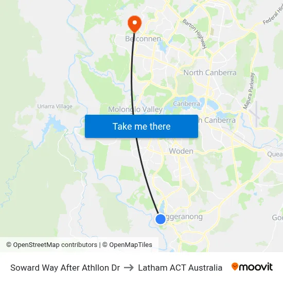 Soward Way After Athllon Dr to Latham ACT Australia map