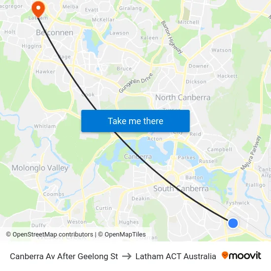 Canberra Av After Geelong St to Latham ACT Australia map