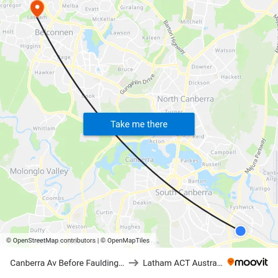 Canberra Av Before Faulding St to Latham ACT Australia map