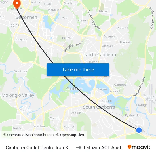 Canberra Outlet Centre Iron Knob St to Latham ACT Australia map