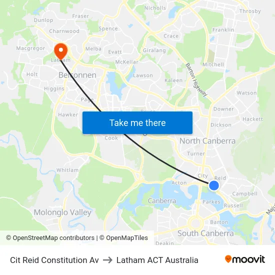 Cit Reid Constitution Av to Latham ACT Australia map