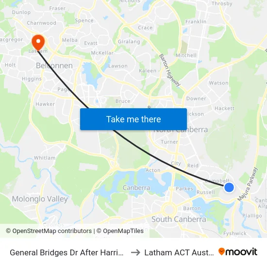 General Bridges Dr After Harrison Rd to Latham ACT Australia map