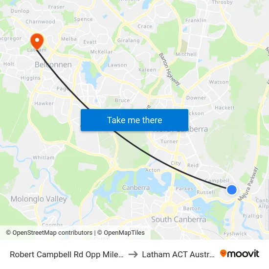 Robert Campbell Rd Opp Miles Rd to Latham ACT Australia map