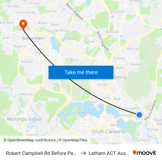 Robert Campbell Rd Before Parnell Rd to Latham ACT Australia map