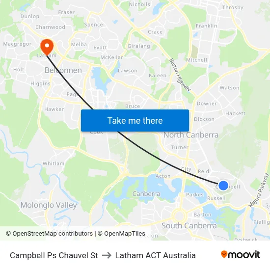 Campbell Ps Chauvel St to Latham ACT Australia map