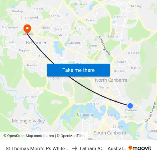 St Thomas More's Ps White St to Latham ACT Australia map