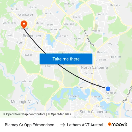Blamey Cr Opp Edmondson St to Latham ACT Australia map