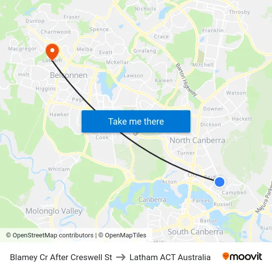 Blamey Cr After Creswell St to Latham ACT Australia map