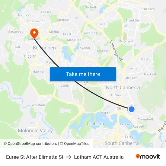 Euree St After Elimatta St to Latham ACT Australia map