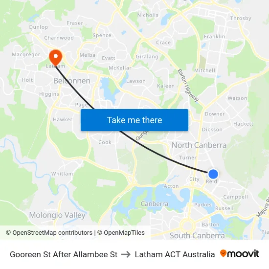Gooreen St After Allambee St to Latham ACT Australia map
