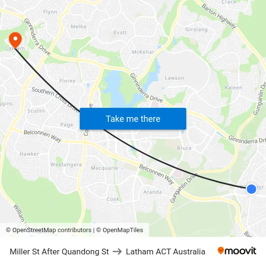 Miller St After Quandong St to Latham ACT Australia map