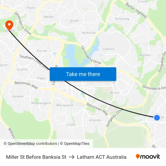 Miller St Before Banksia St to Latham ACT Australia map