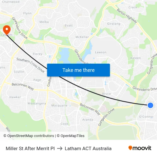 Miller St After Merrit Pl to Latham ACT Australia map