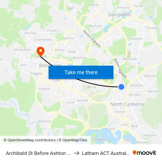 Archibald St Before Ashton St to Latham ACT Australia map