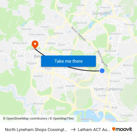 North Lyneham Shops Cossington Smith Cr to Latham ACT Australia map