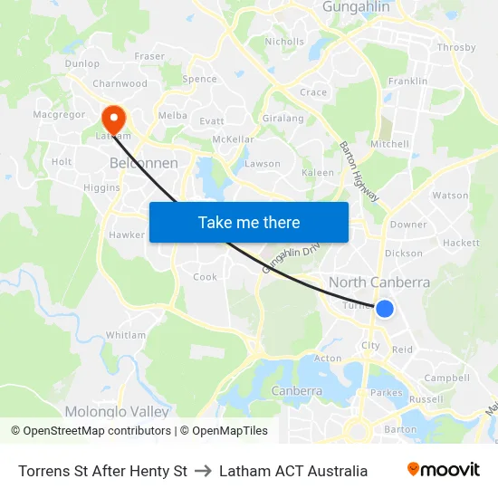 Torrens St After Henty St to Latham ACT Australia map