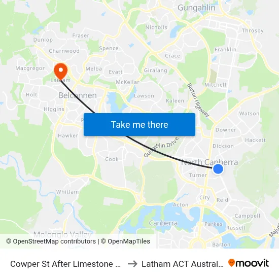 Cowper St After Limestone Av to Latham ACT Australia map