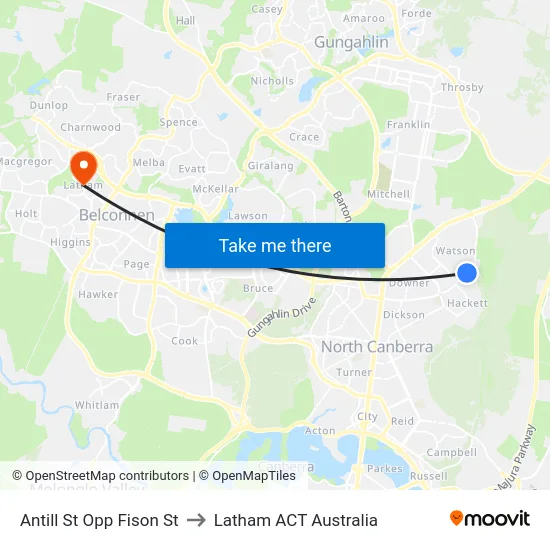 Antill St Opp Fison St to Latham ACT Australia map