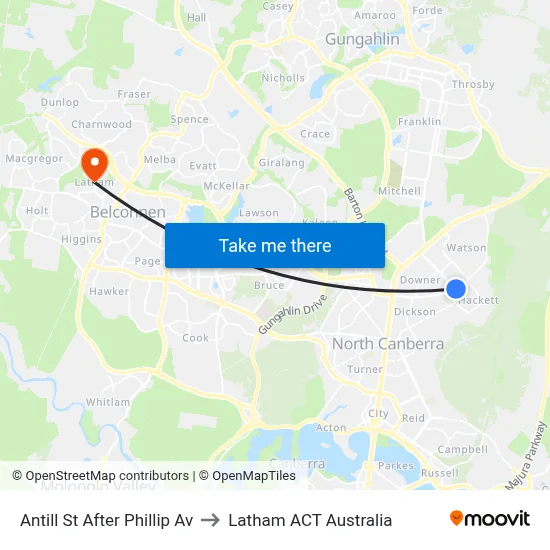 Antill St After Phillip Av to Latham ACT Australia map