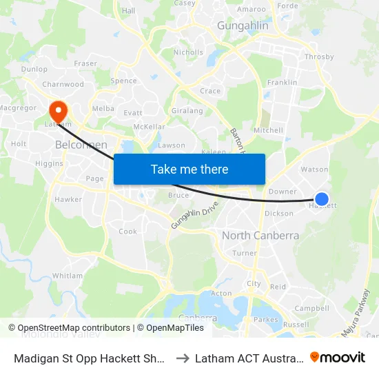 Madigan St Opp Hackett Shops to Latham ACT Australia map