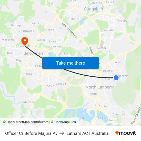Officer Cr Before Majura Av to Latham ACT Australia map
