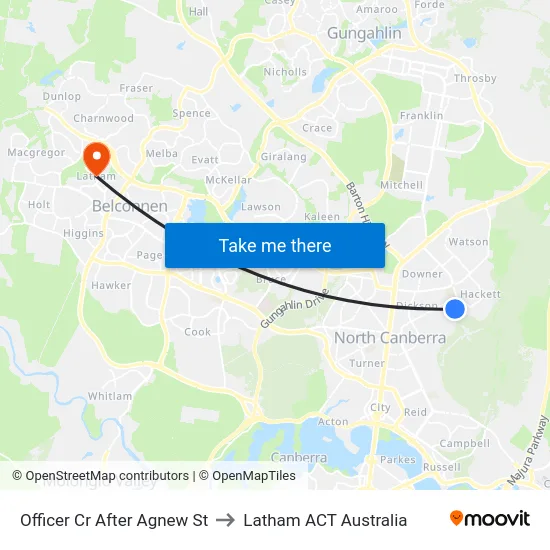 Officer Cr After Agnew St to Latham ACT Australia map
