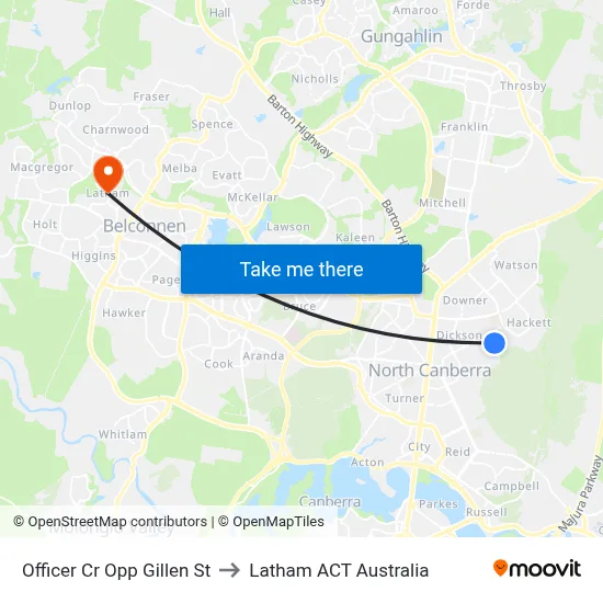 Officer Cr Opp Gillen St to Latham ACT Australia map