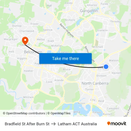 Bradfield St After Burn St to Latham ACT Australia map