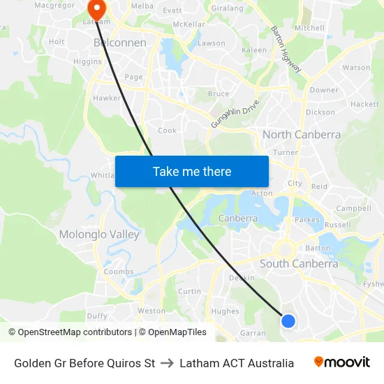 Golden Gr Before Quiros St to Latham ACT Australia map