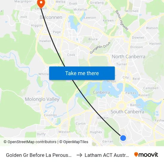 Golden Gr Before La Perouse St to Latham ACT Australia map