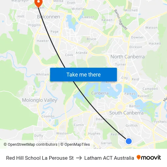 Red Hill School La Perouse St to Latham ACT Australia map