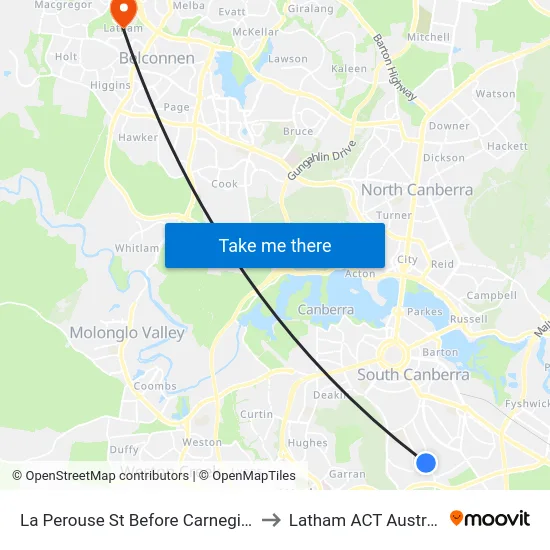 La Perouse St Before Carnegie Cr to Latham ACT Australia map
