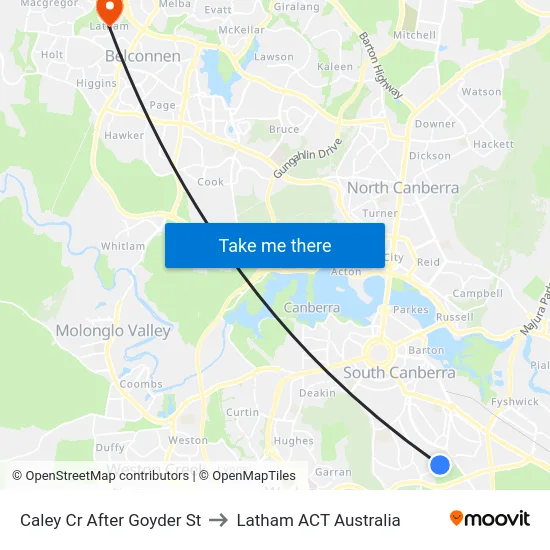 Caley Cr After Goyder St to Latham ACT Australia map