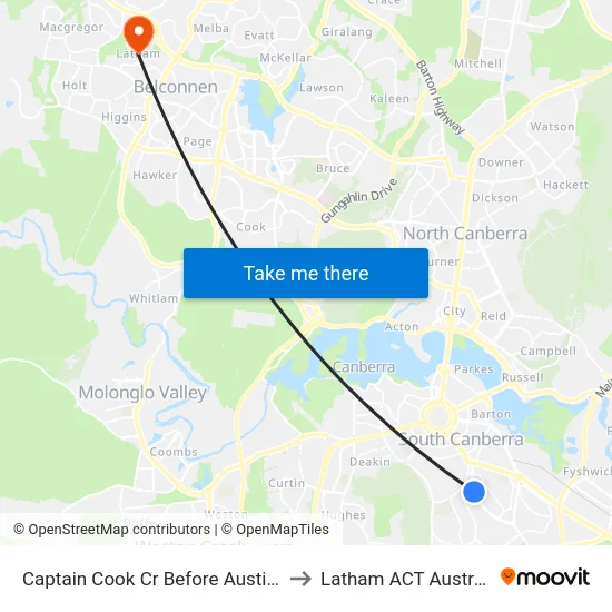 Captain Cook Cr Before Austin St to Latham ACT Australia map